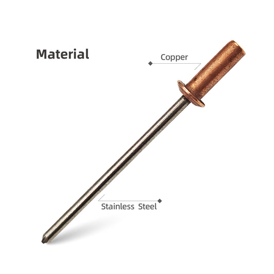 Closed End Blind Rivets,Copper Dome Head with Stainless Steel Mandrel