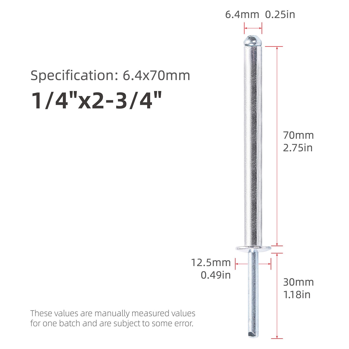 Extra Long Pop Rivets, Extended Length, Aluminium Dome Head Steel Shank Mandrel Long-Shaft Blind Rivets