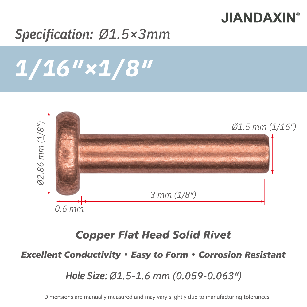 Pure Copper Flat Head Solid Rivet