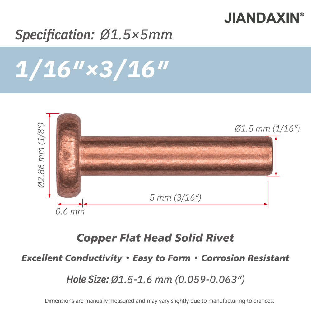 Pure Copper Flat Head Solid Rivet