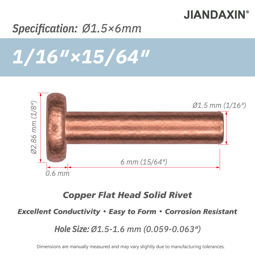 Pure Copper Flat Head Solid Rivet