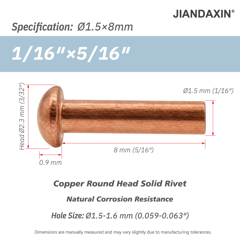 Pure Copper Round Head Solid Rivets