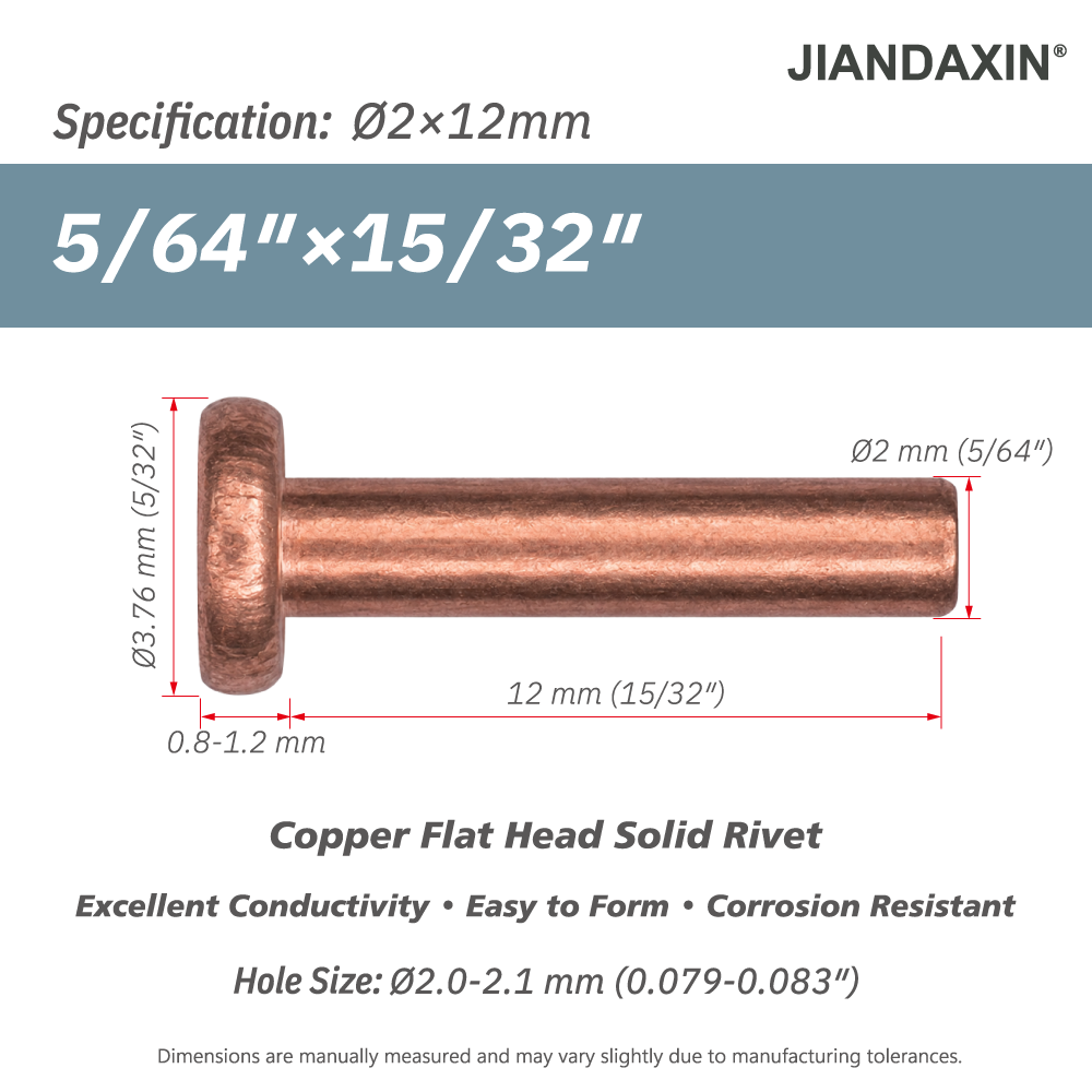 Pure Copper Flat Head Solid Rivet