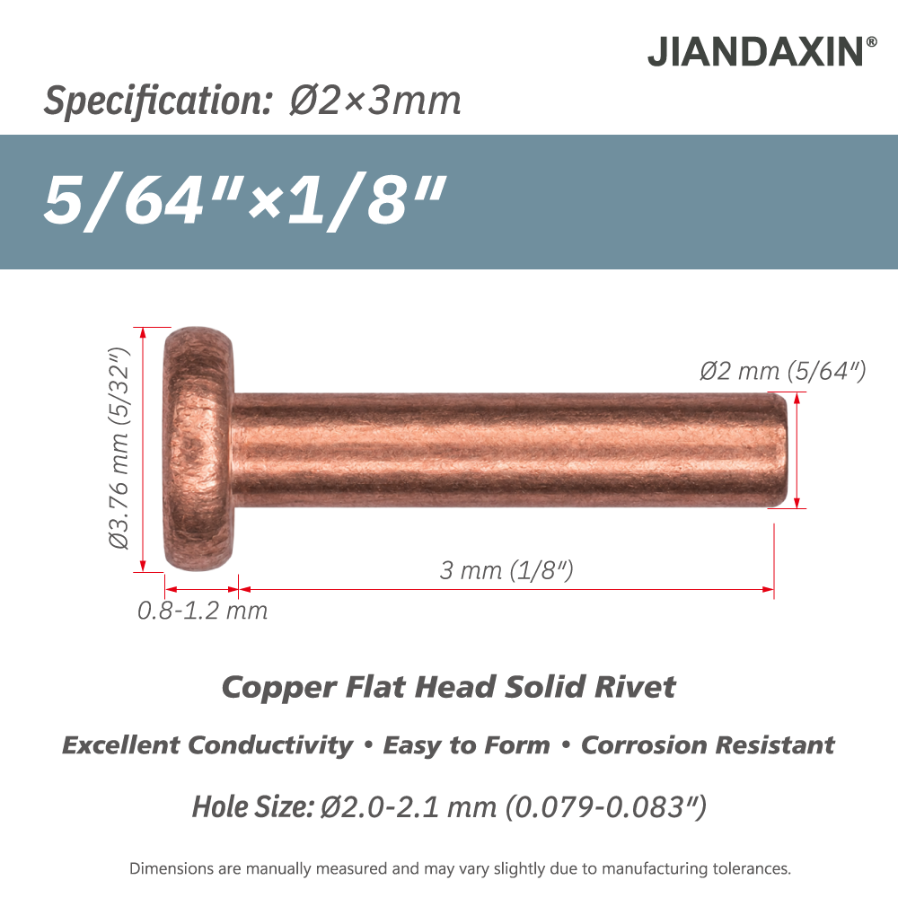Pure Copper Flat Head Solid Rivet