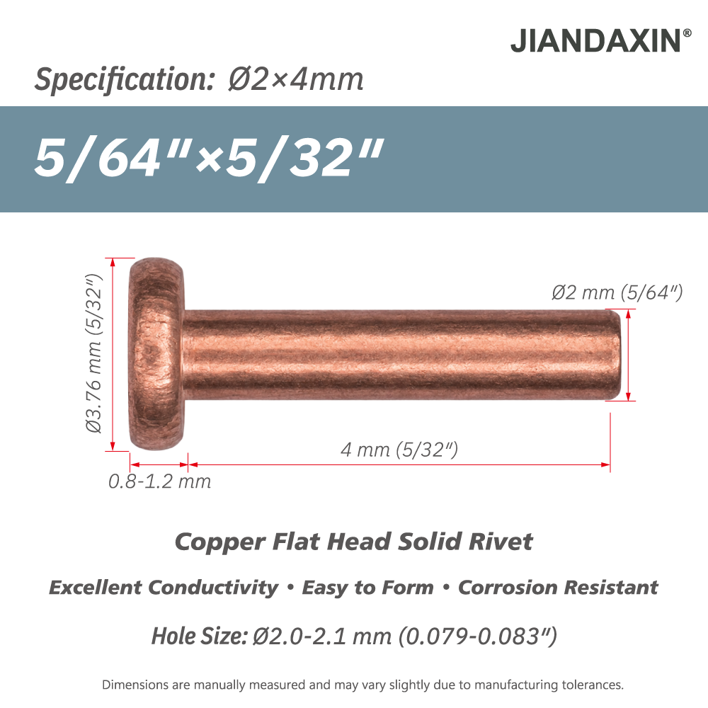 Pure Copper Flat Head Solid Rivet