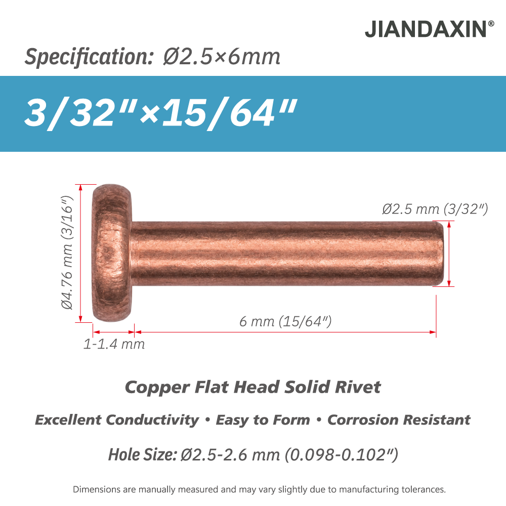 Pure Copper Flat Head Solid Rivet