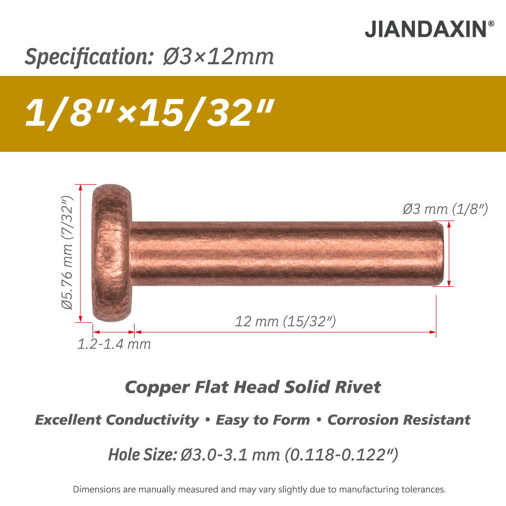 Pure Copper Flat Head Solid Rivet