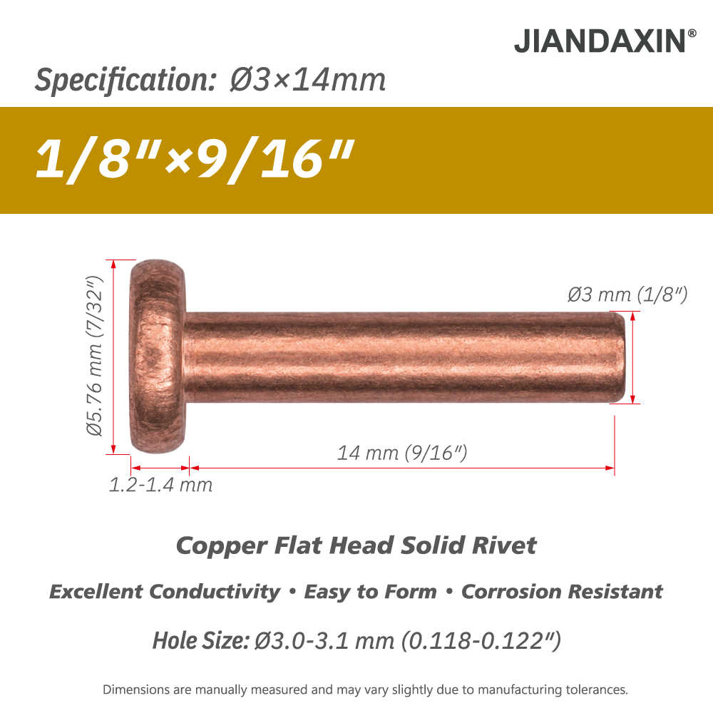 Pure Copper Flat Head Solid Rivet