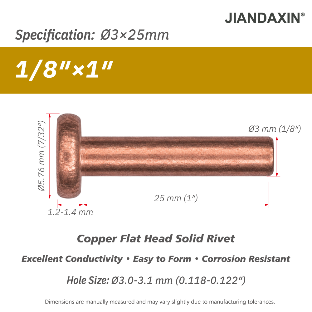 Pure Copper Flat Head Solid Rivet