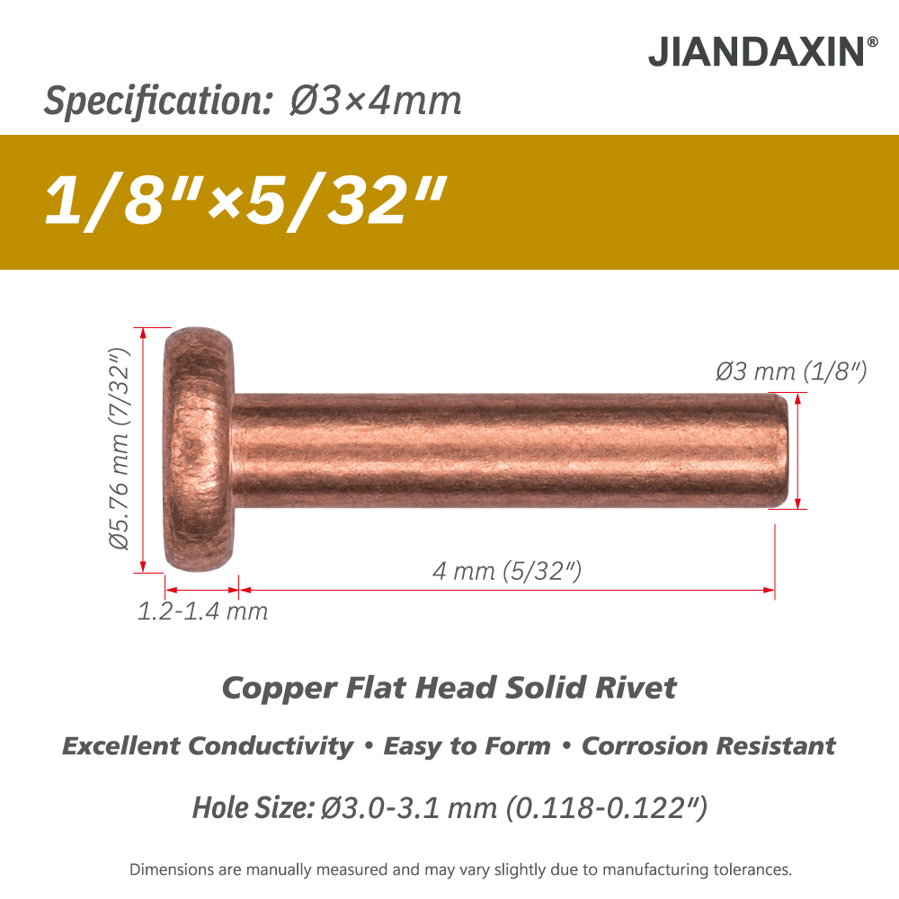 Pure Copper Flat Head Solid Rivet