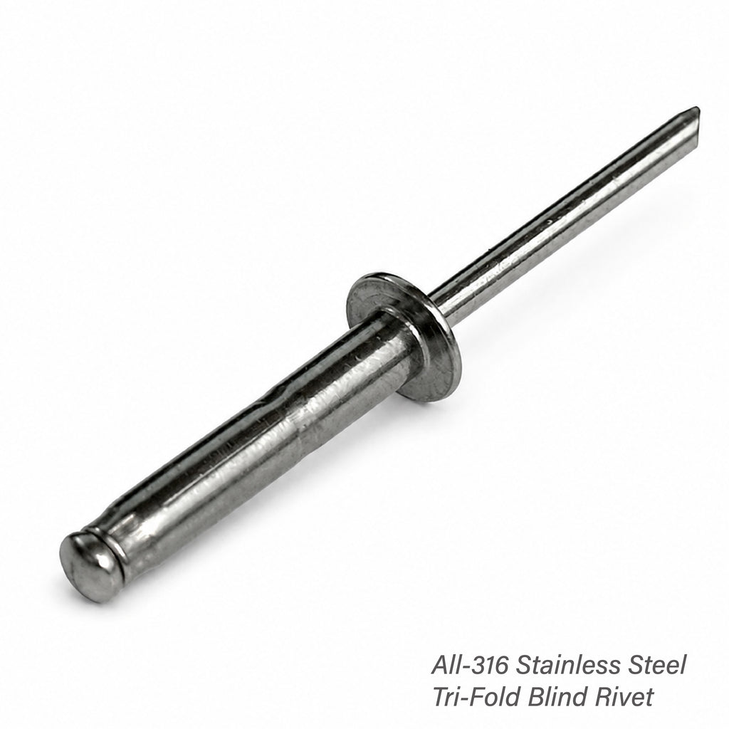 316 stainless steel tri-fold blind rivet side view
