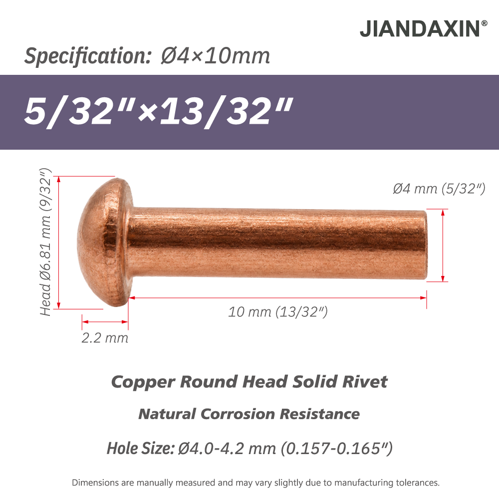 Pure Copper Round Head Solid Rivets