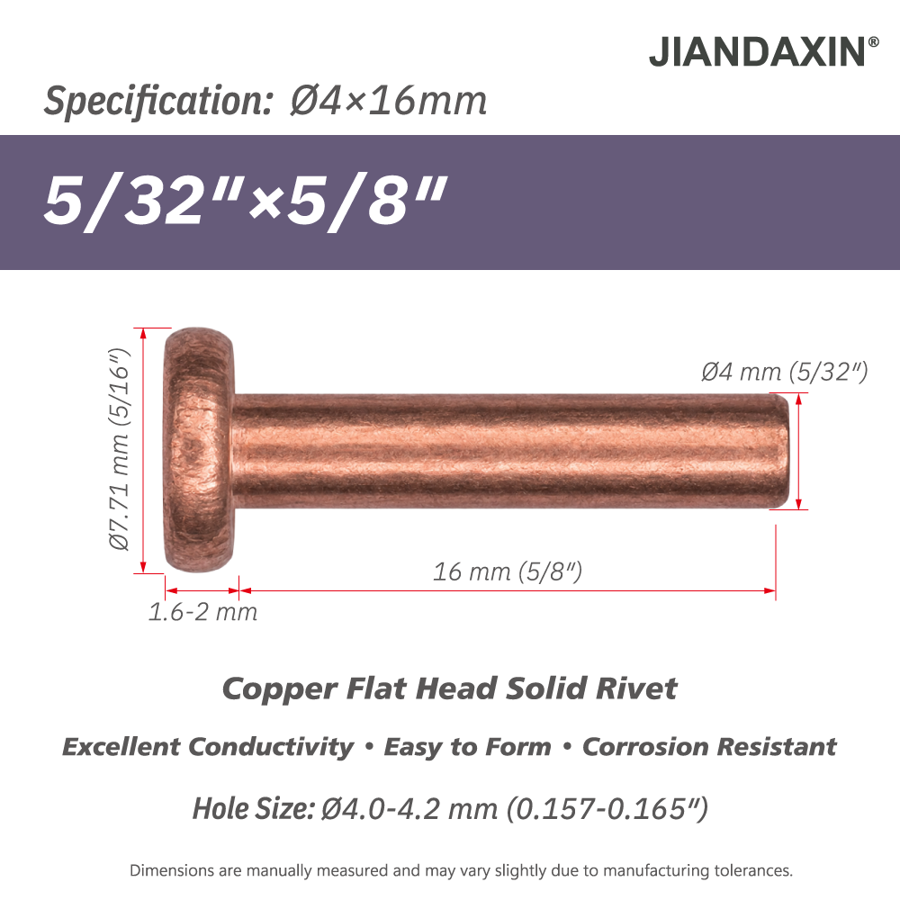 Pure Copper Flat Head Solid Rivet