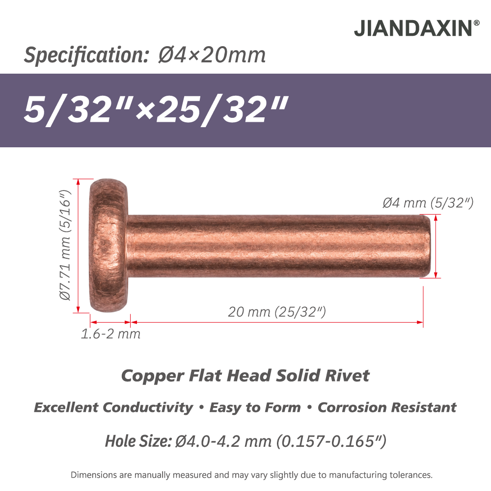 Pure Copper Flat Head Solid Rivet