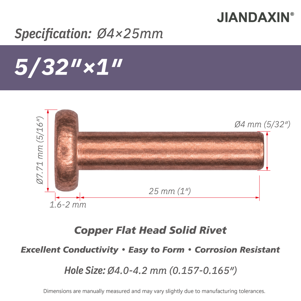 Pure Copper Flat Head Solid Rivet