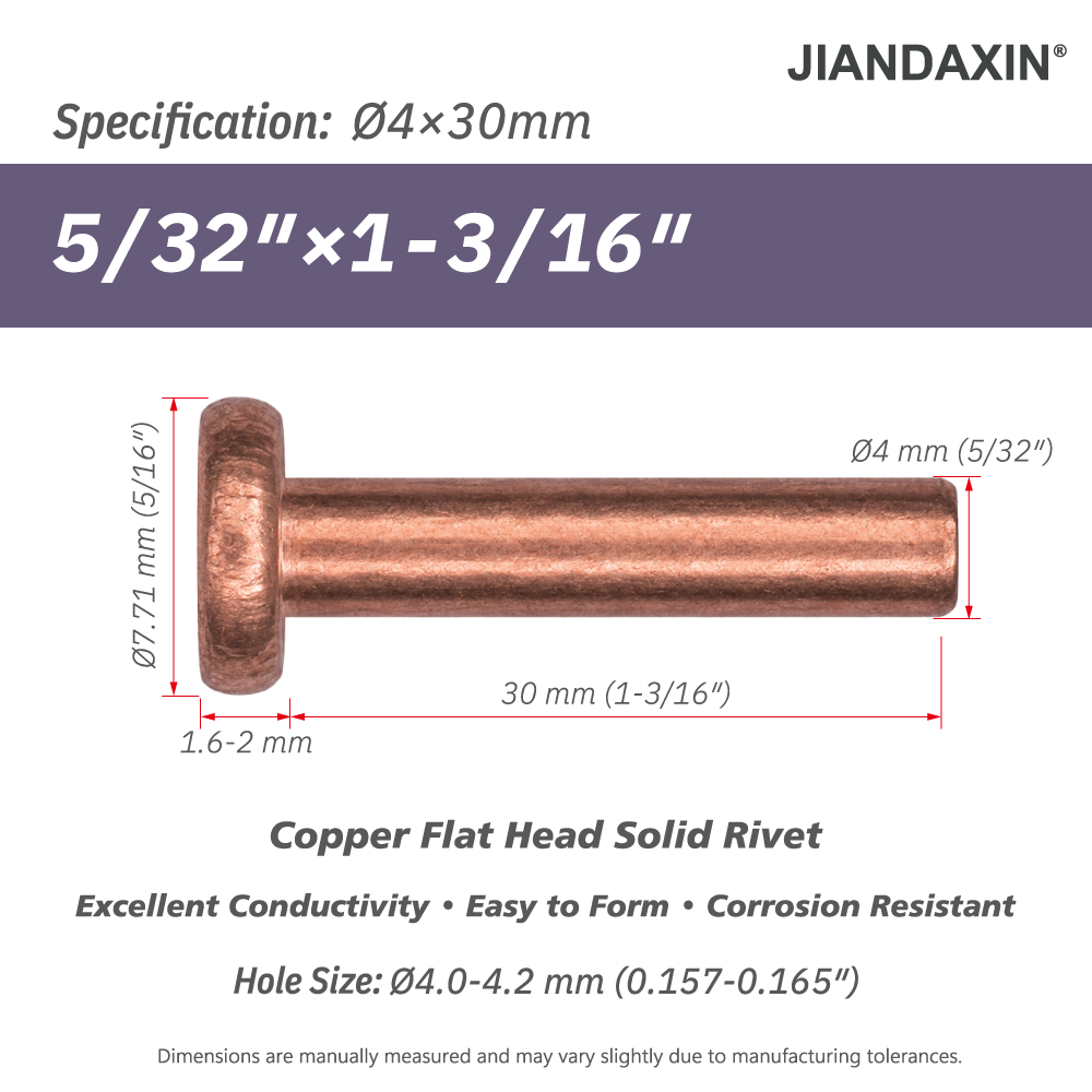Pure Copper Flat Head Solid Rivet