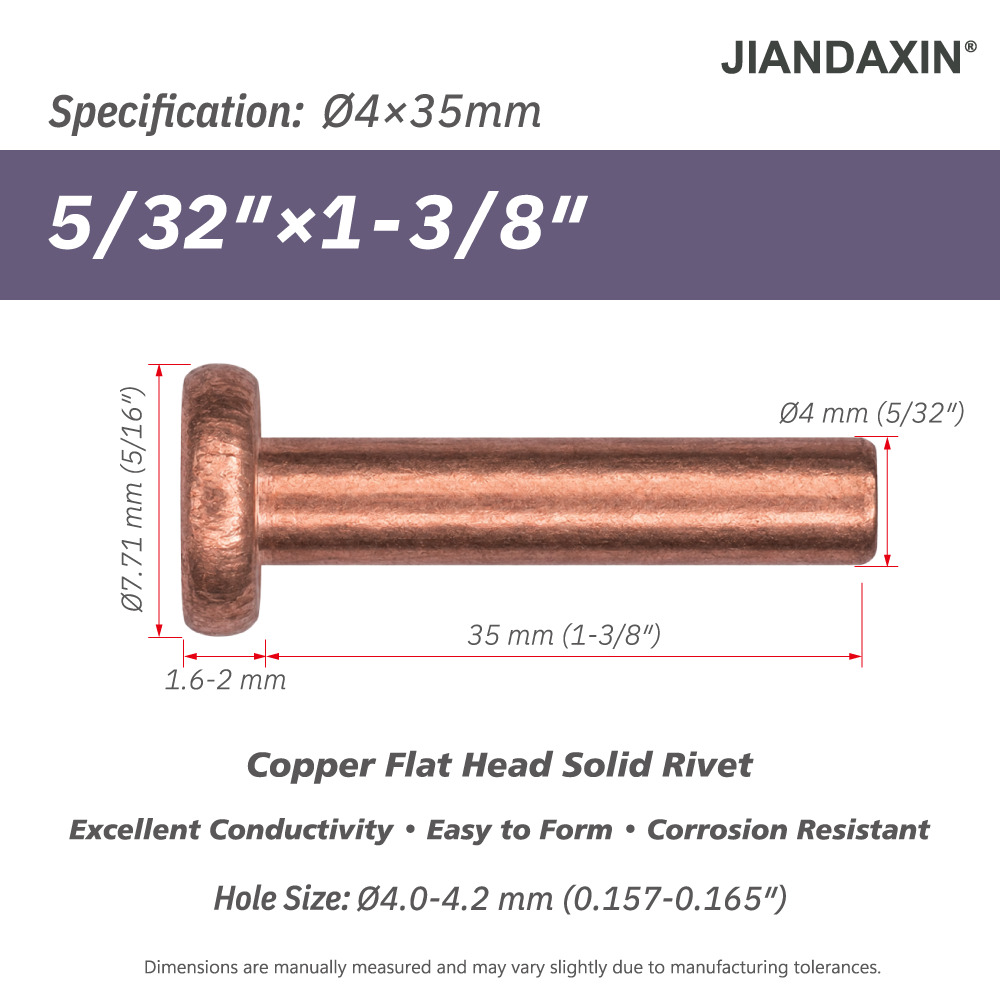 Pure Copper Flat Head Solid Rivet