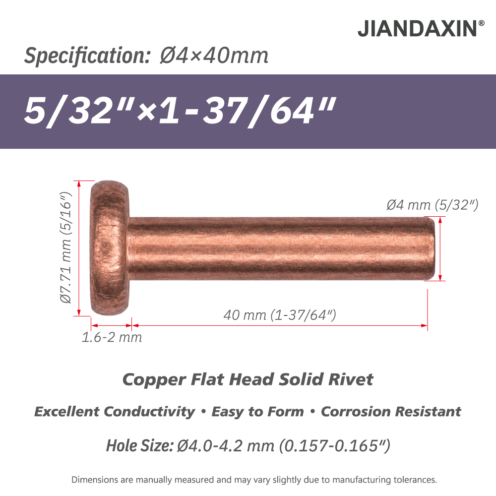 Pure Copper Flat Head Solid Rivet