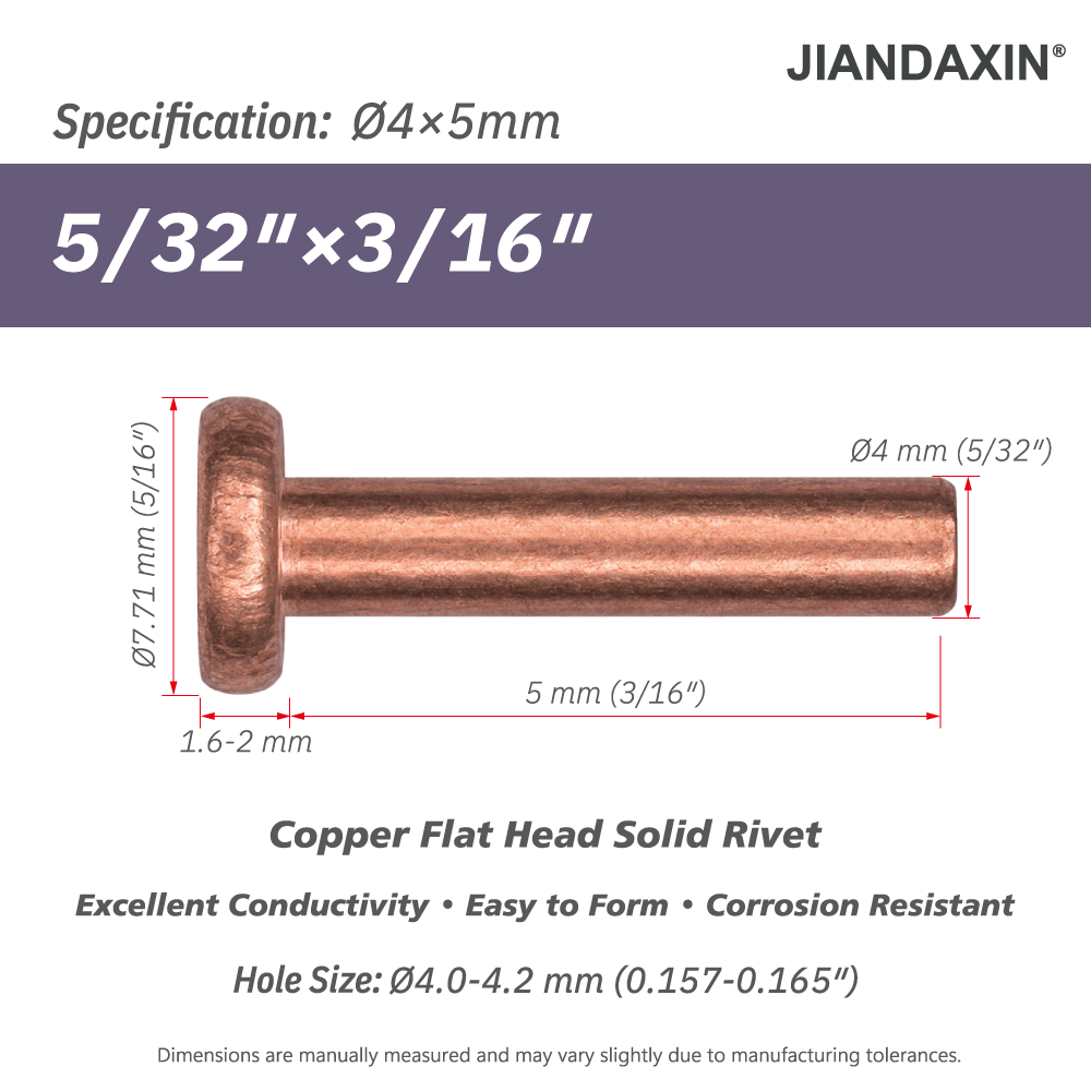 Pure Copper Flat Head Solid Rivet