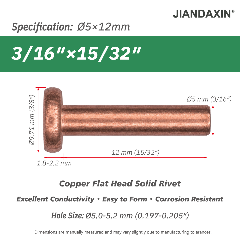 Pure Copper Flat Head Solid Rivet