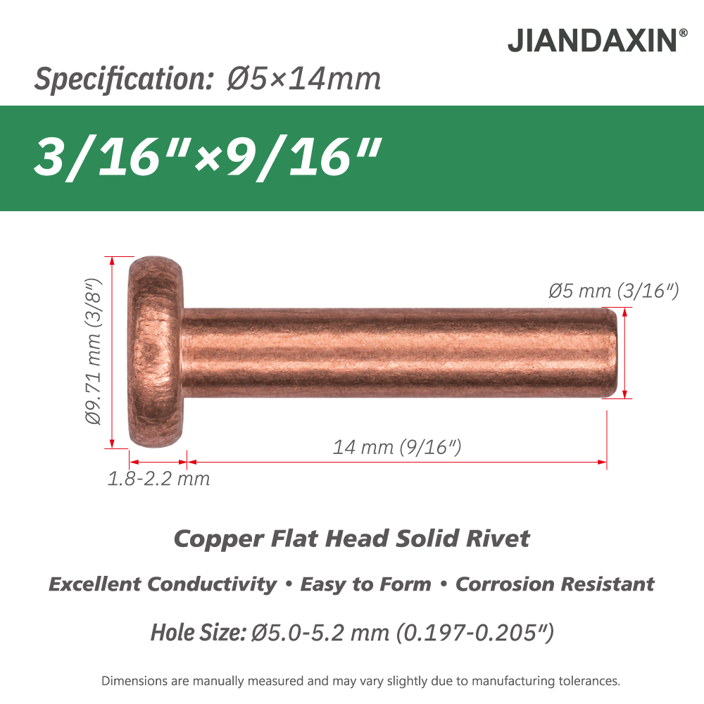 Pure Copper Flat Head Solid Rivet