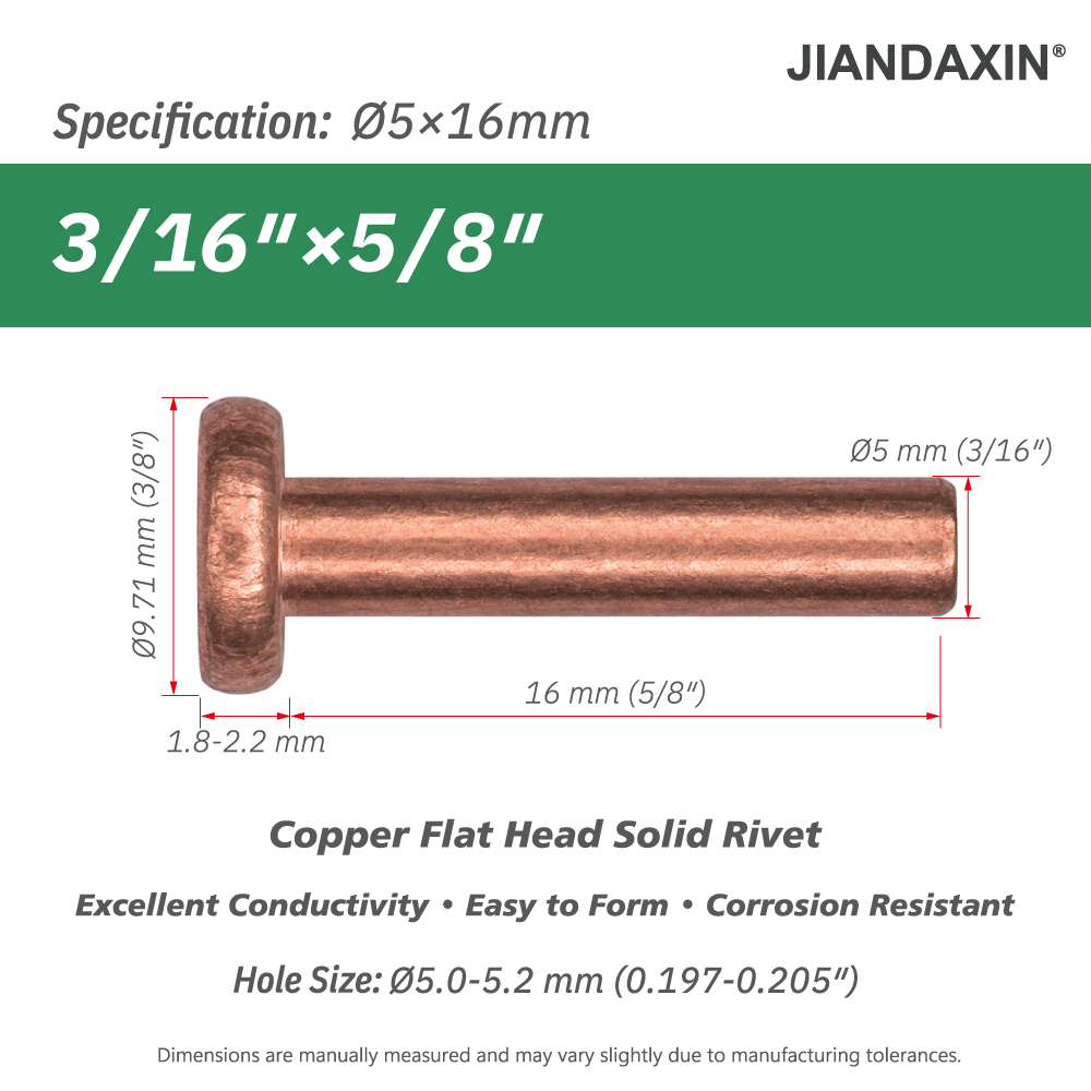 Pure Copper Flat Head Solid Rivet