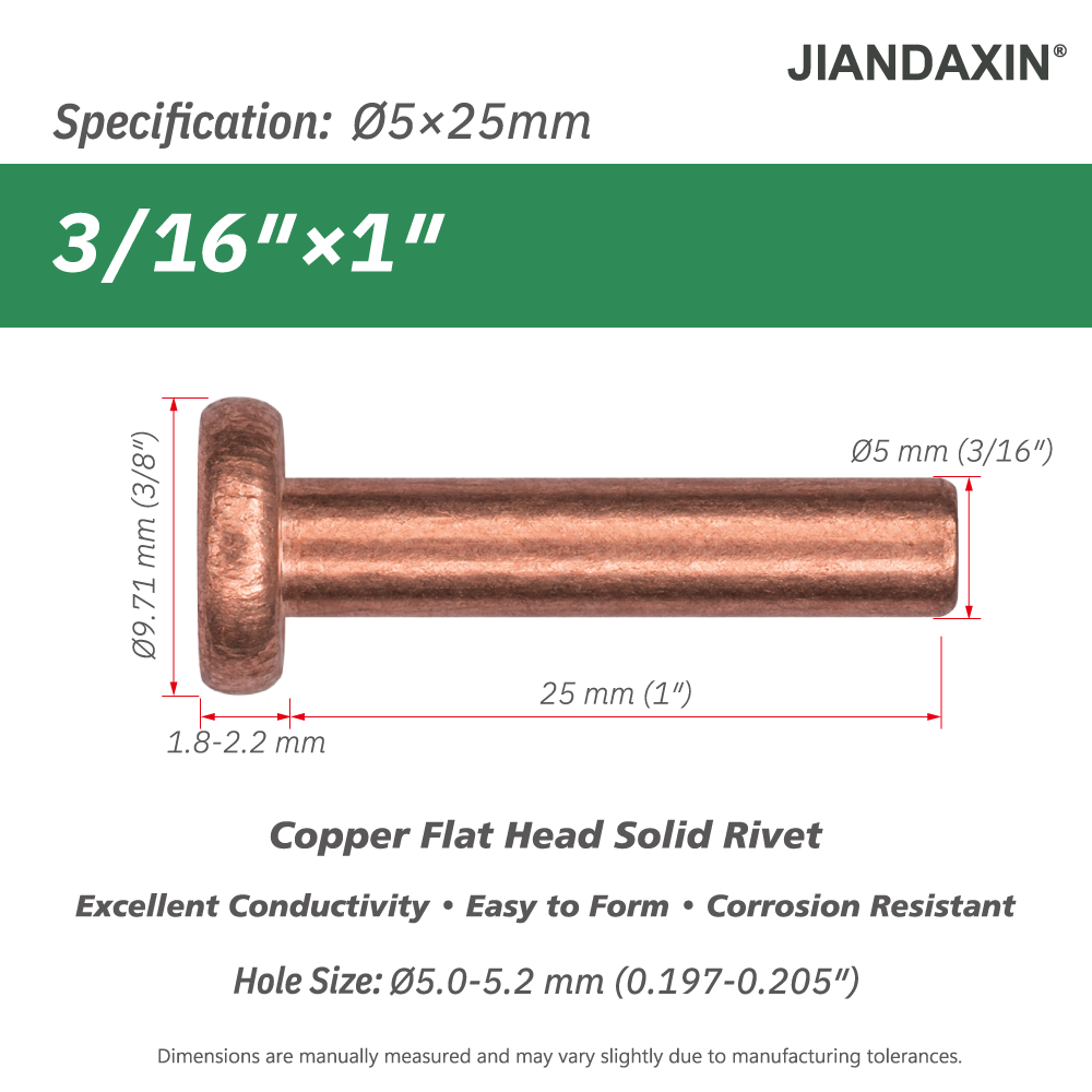 Pure Copper Flat Head Solid Rivet