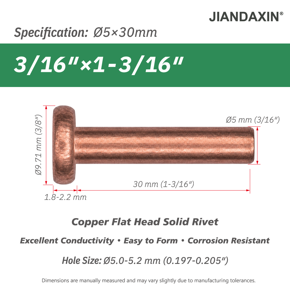 Pure Copper Flat Head Solid Rivet