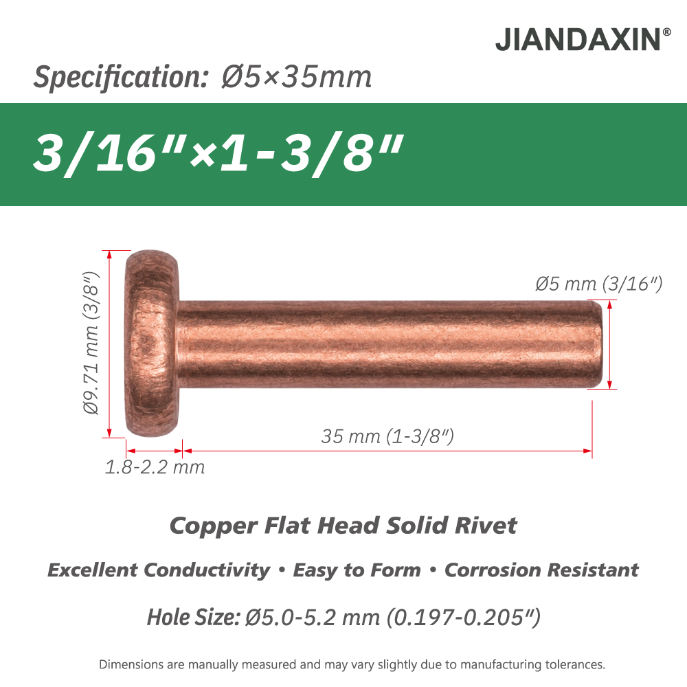 Pure Copper Flat Head Solid Rivet
