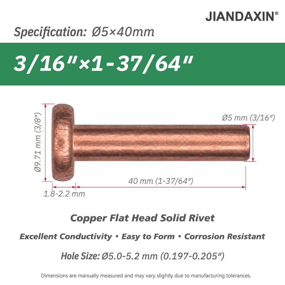 Pure Copper Flat Head Solid Rivet
