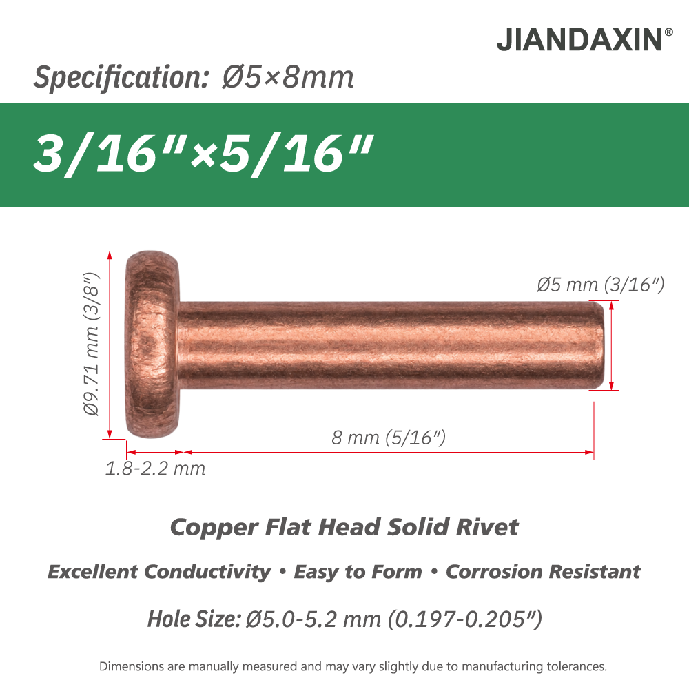 Pure Copper Flat Head Solid Rivet