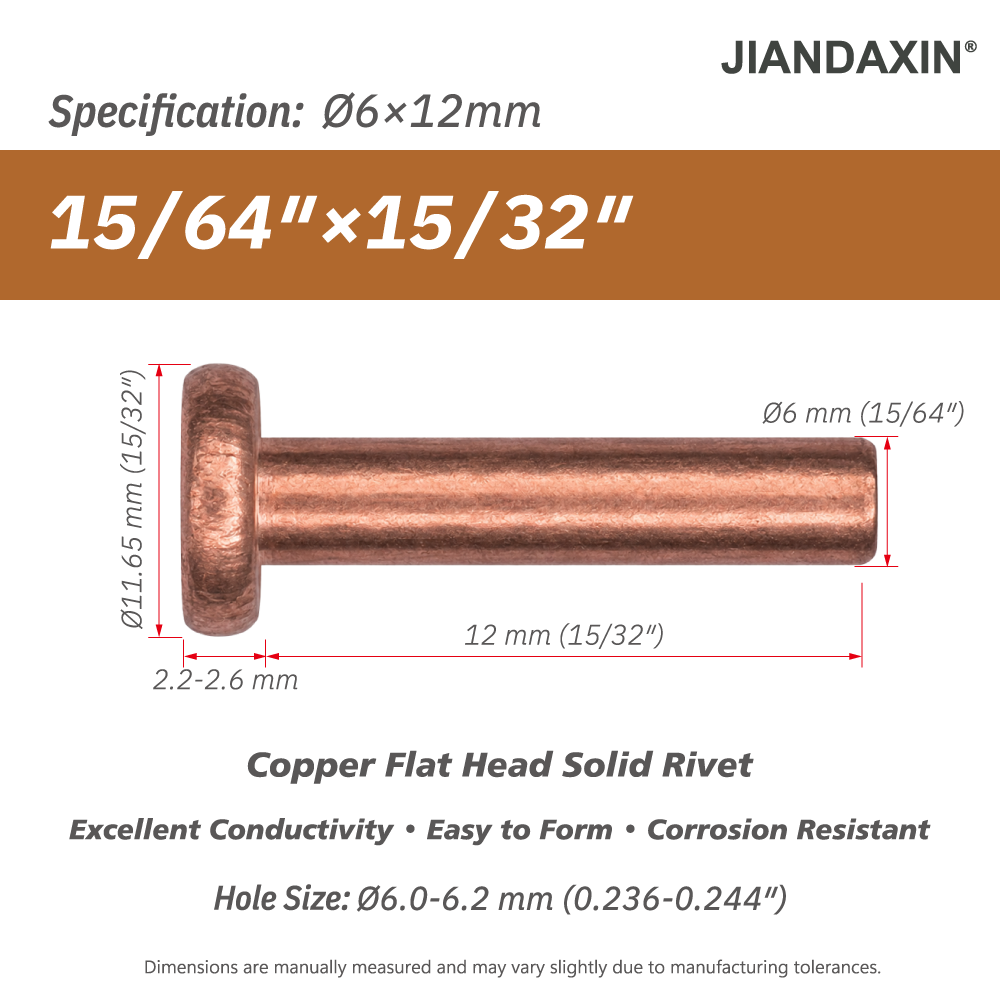 Pure Copper Flat Head Solid Rivet