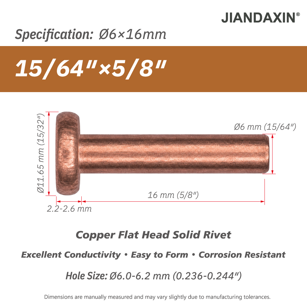 Pure Copper Flat Head Solid Rivet
