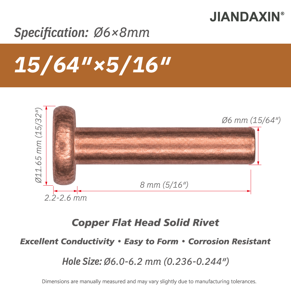 Pure Copper Flat Head Solid Rivet