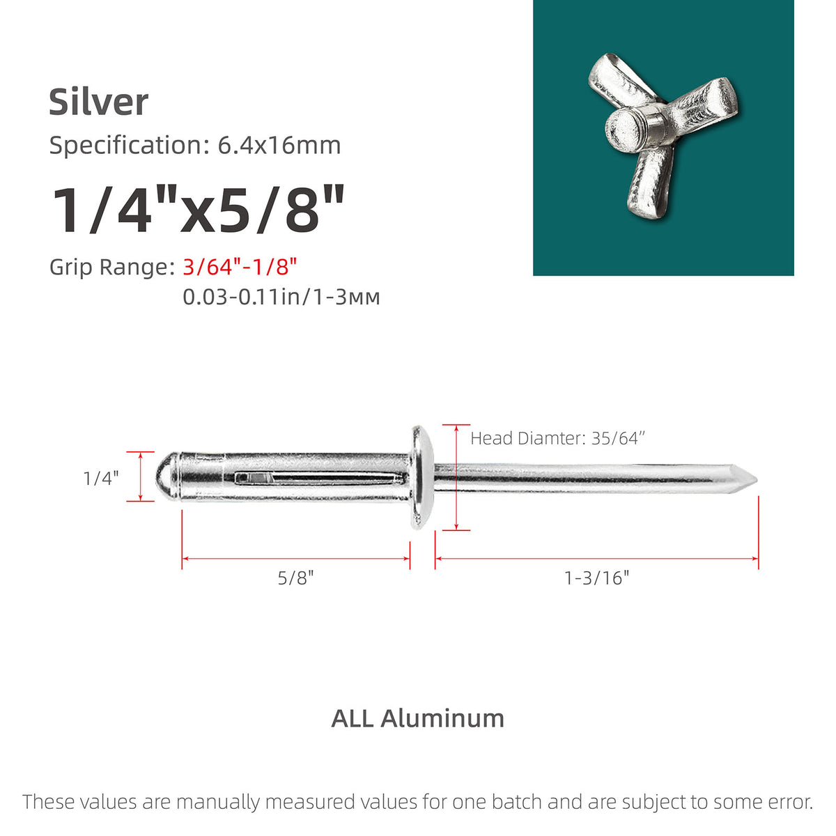 Dreifachspreiz-Blindnieten aus Aluminium für Verkleidungen, Kunststoff und weiche Werkstoffe