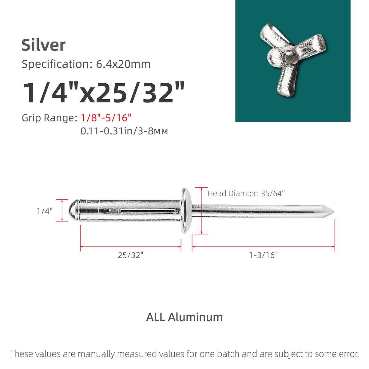 Dreifachspreiz-Blindnieten aus Aluminium für Verkleidungen, Kunststoff und weiche Werkstoffe