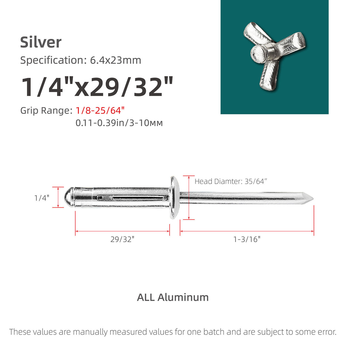 Dreifachspreiz-Blindnieten aus Aluminium für Verkleidungen, Kunststoff und weiche Werkstoffe