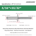 7.8 mm (5/16″) Diameter Aluminum Blind Rivets with Steel Mandrel, Heavy-Duty Pop Rivets