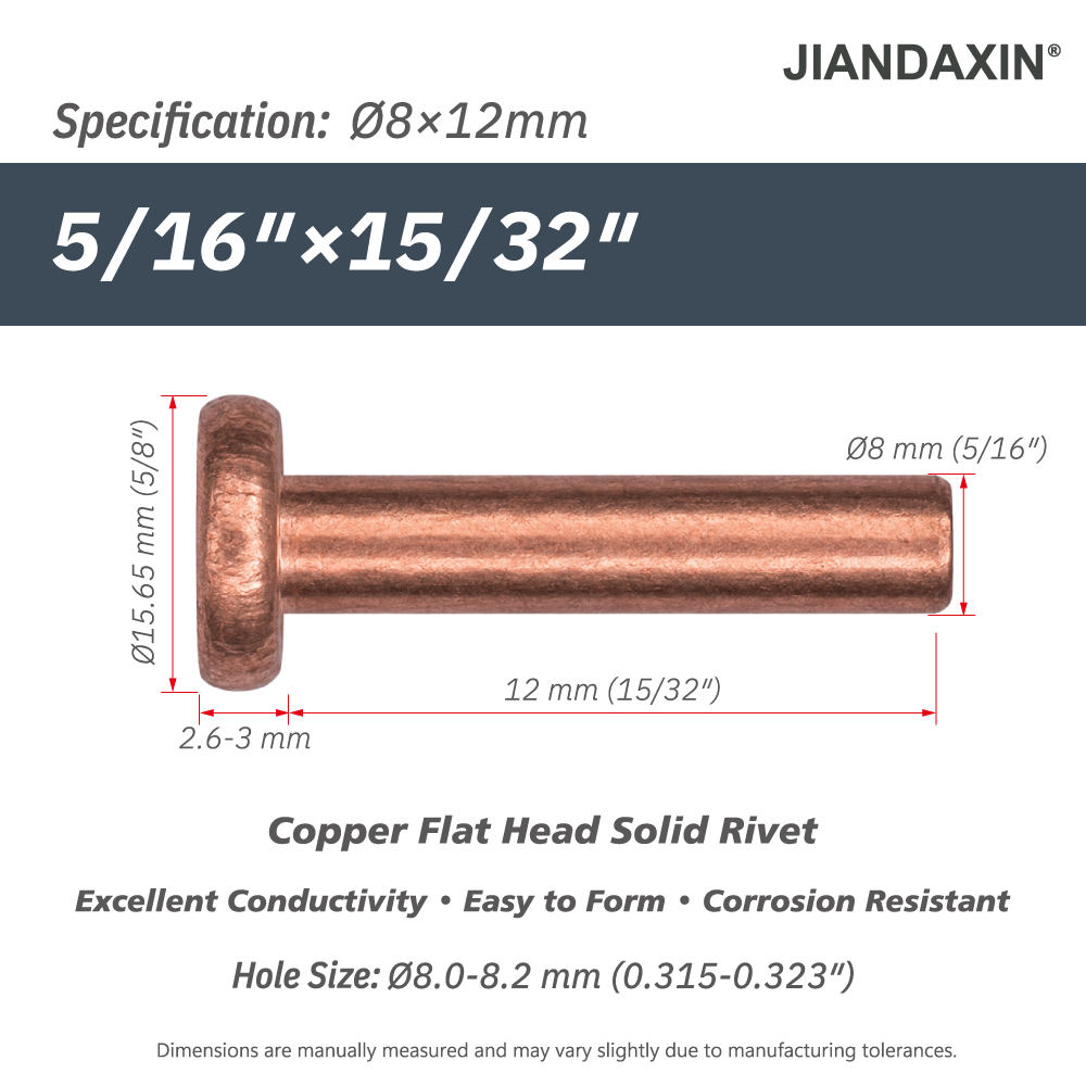 Pure Copper Flat Head Solid Rivet