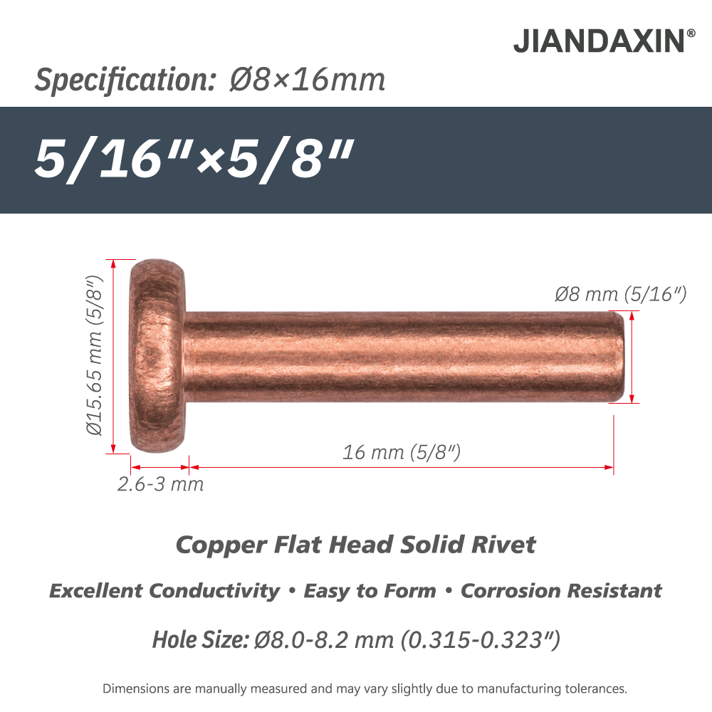 Pure Copper Flat Head Solid Rivet