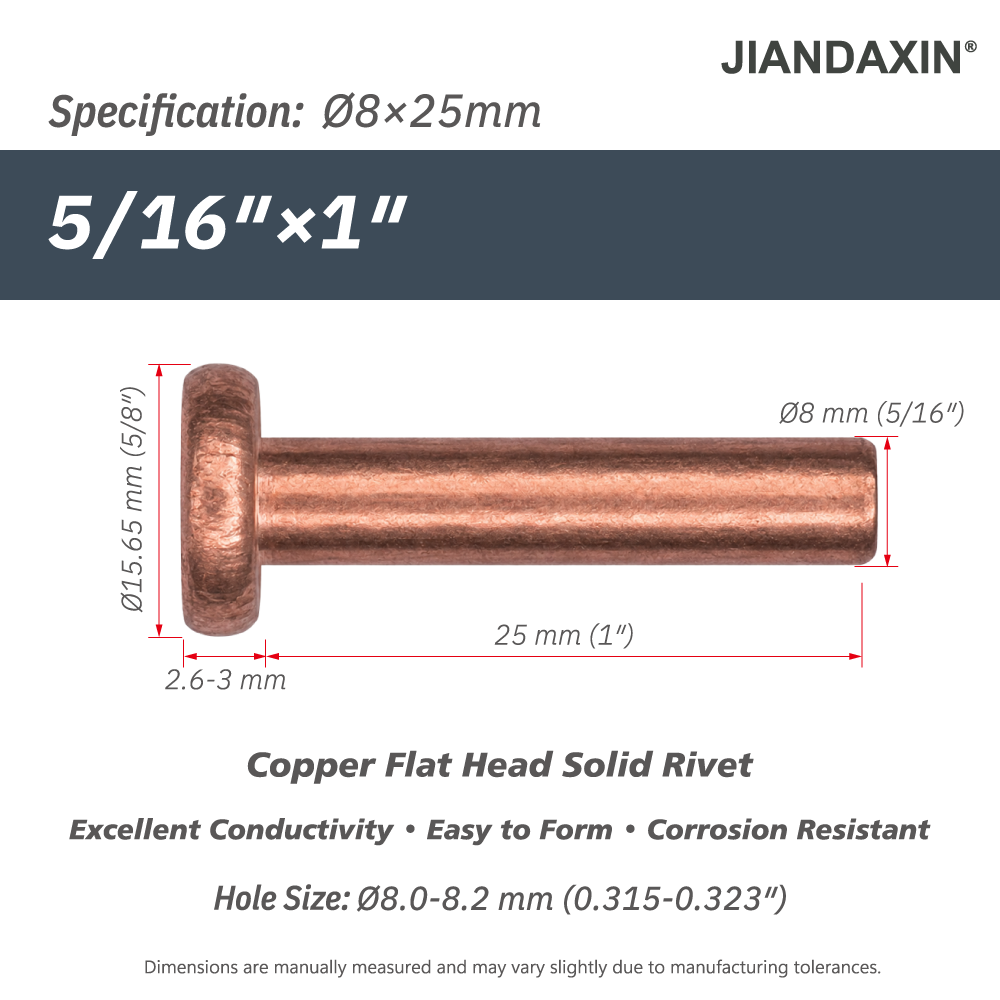 Pure Copper Flat Head Solid Rivet