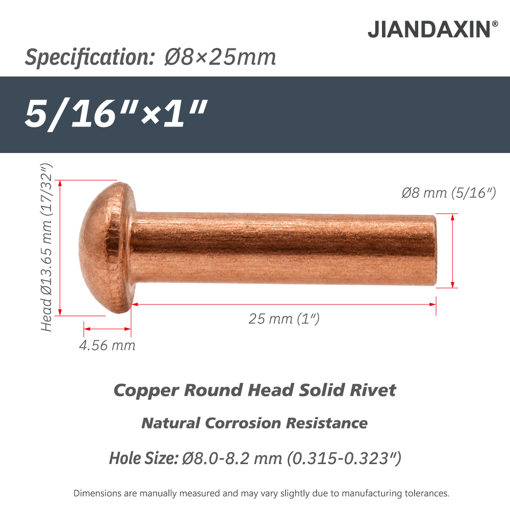 Pure Copper Round Head Solid Rivets