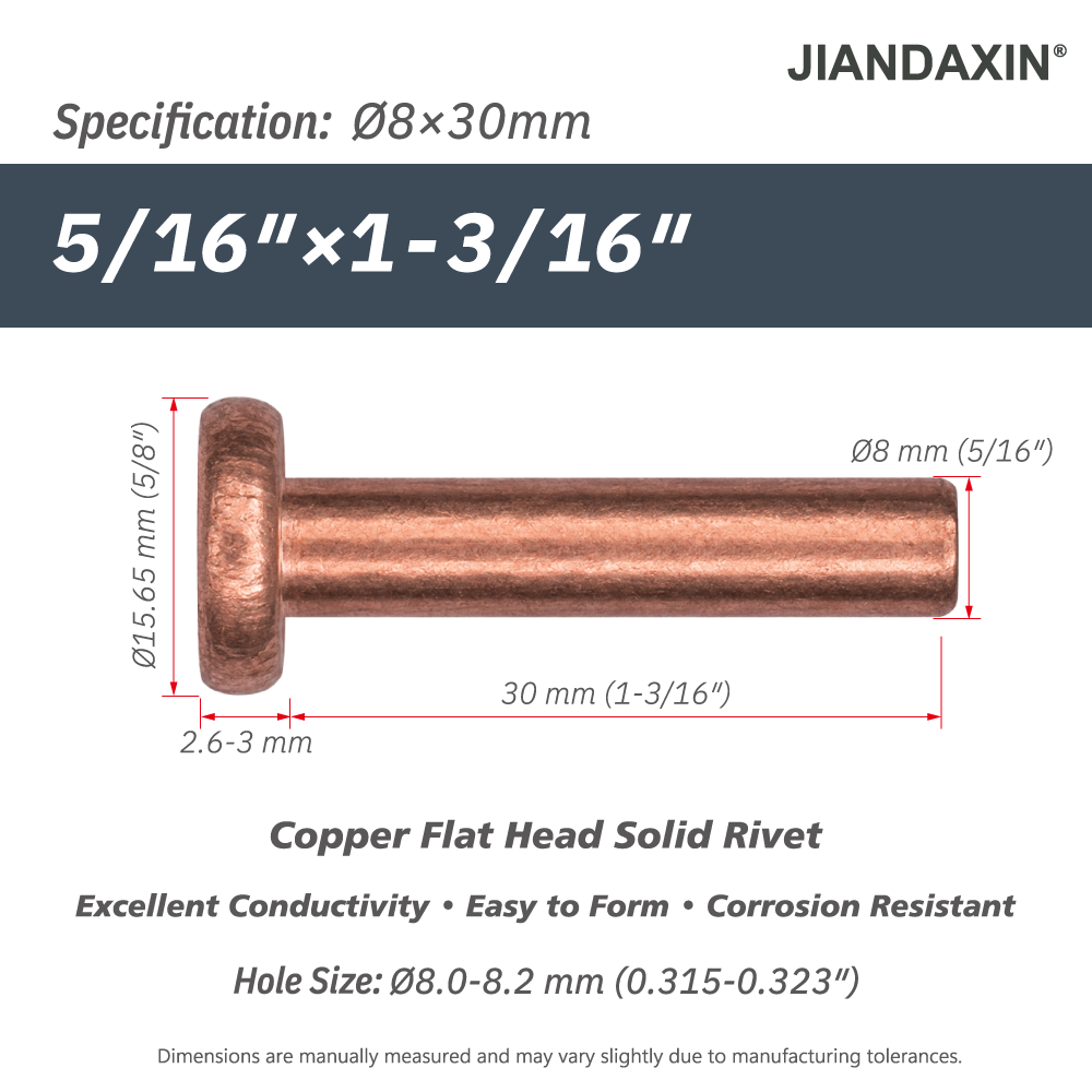 Pure Copper Flat Head Solid Rivet