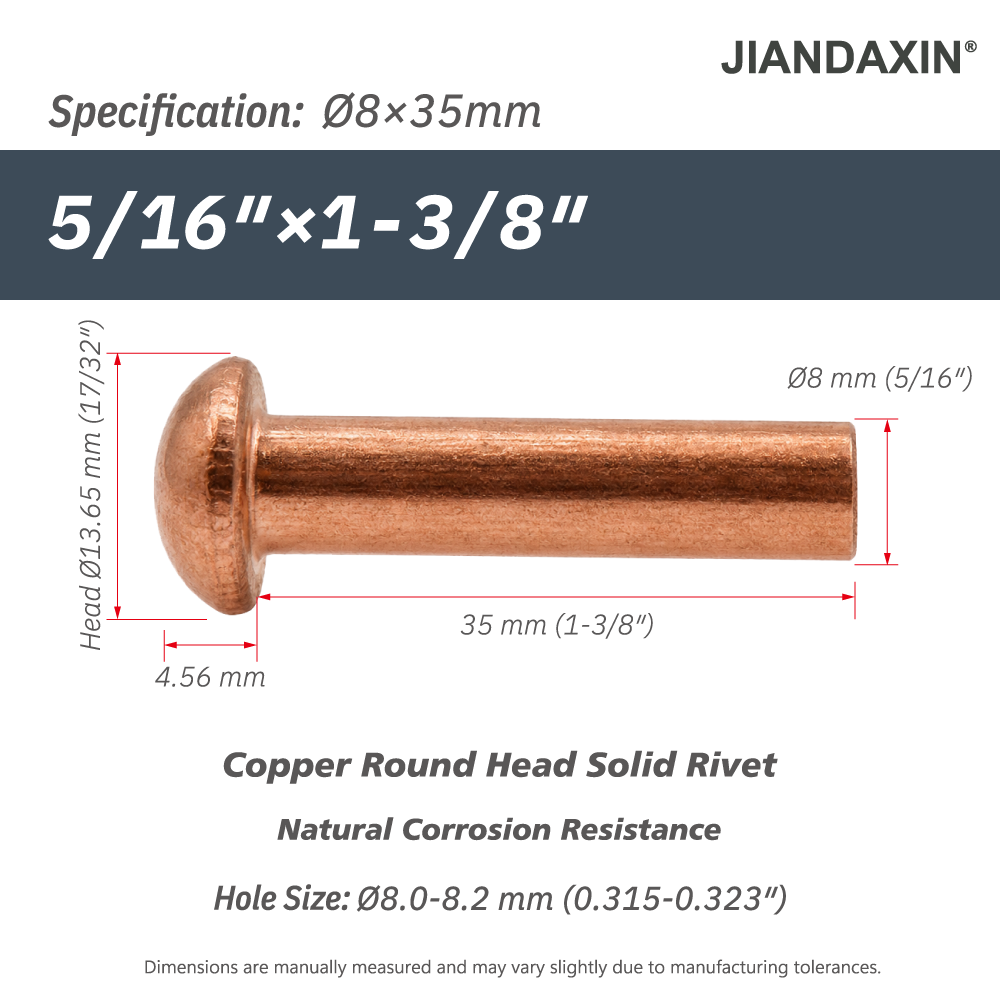 Pure Copper Round Head Solid Rivets