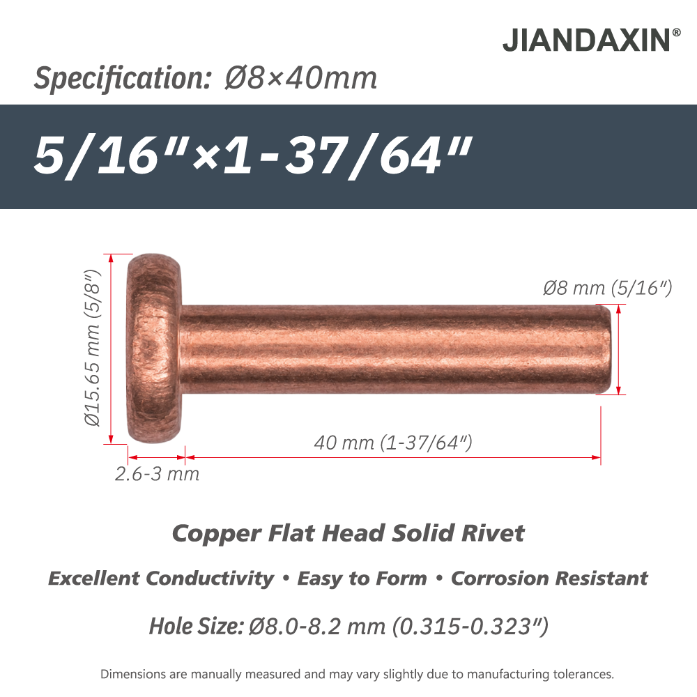 Pure Copper Flat Head Solid Rivet