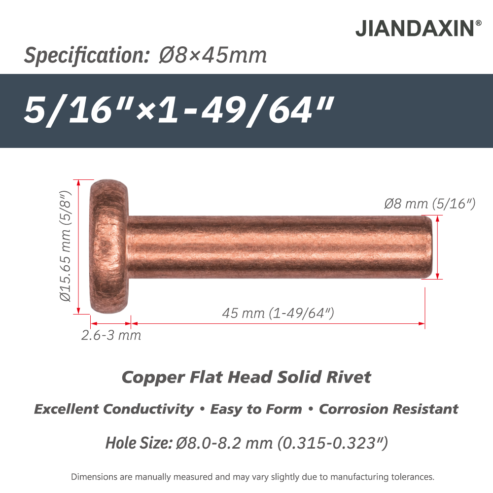 Pure Copper Flat Head Solid Rivet