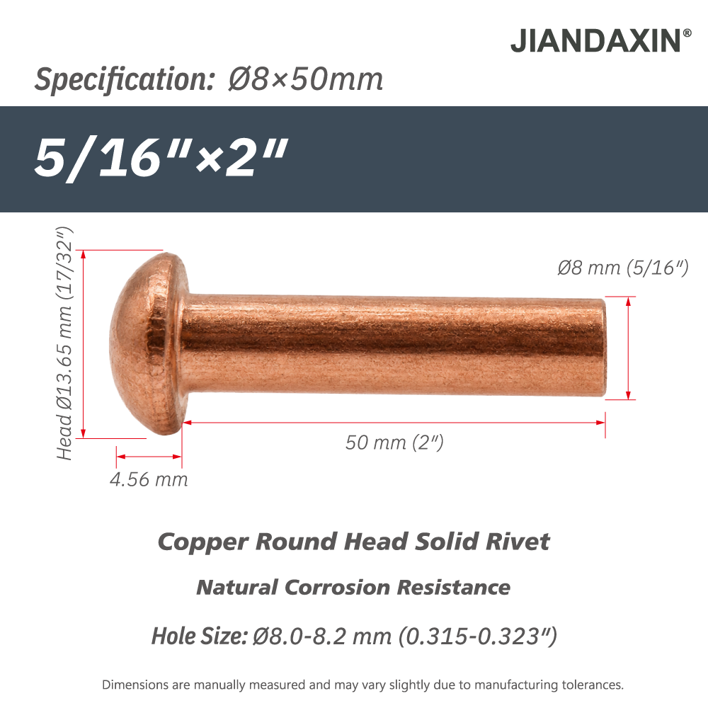 Pure Copper Round Head Solid Rivets