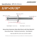 9.8 mm (3/8″) Diameter Aluminum Blind Rivets with Steel Mandrel, Heavy-Duty Pop Rivets