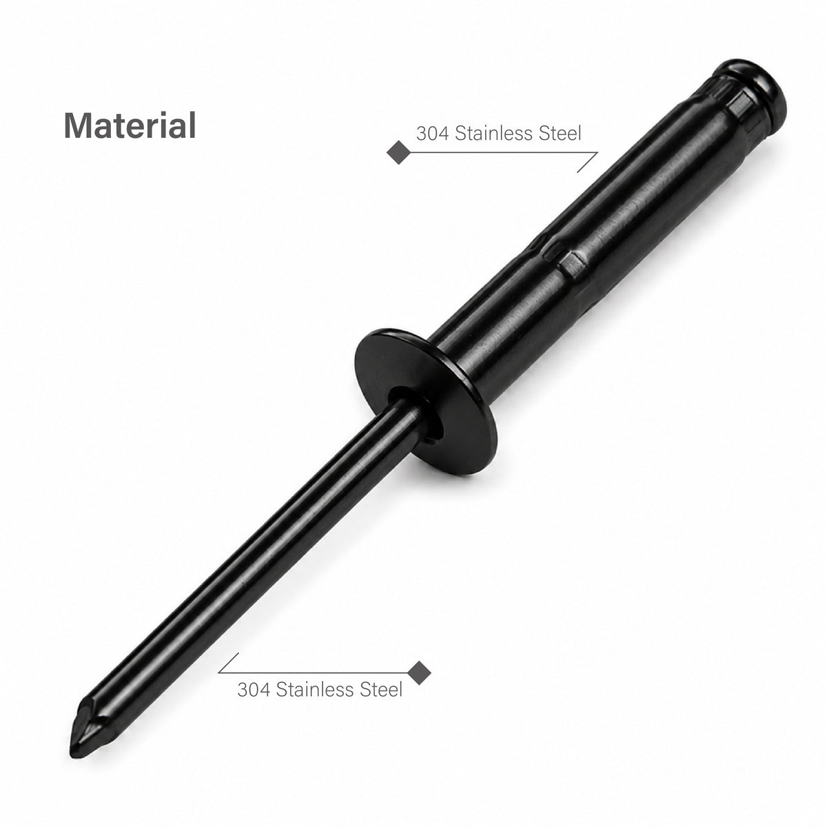 Schwarz E-beschichtete Dreifachspreiz-Blindnieten aus Edelstahl 304, 3/16" × 7/8"