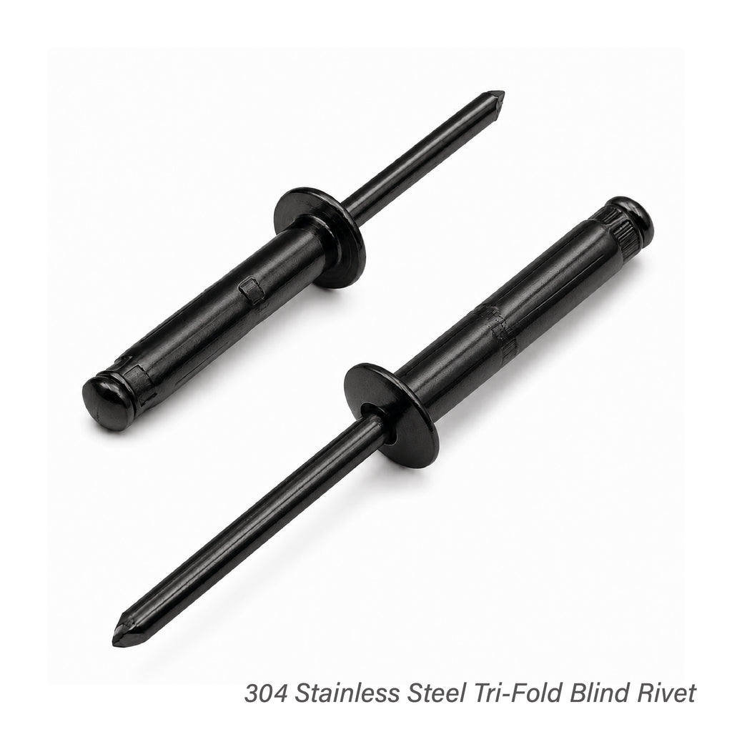 Schwarz E-beschichtete Dreifachspreiz-Blindnieten aus Edelstahl 304, 3/16" × 7/8"
